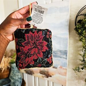 New Y2K Nicole Crafts Poinsettia Christmas Tapestry Mini Door Pillow.
